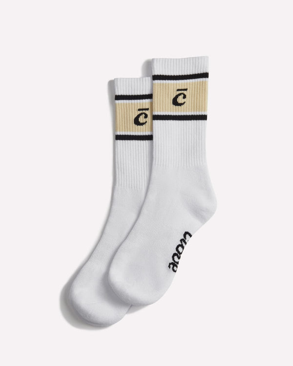 Crew Sokken - White / Sand Retro Stripe