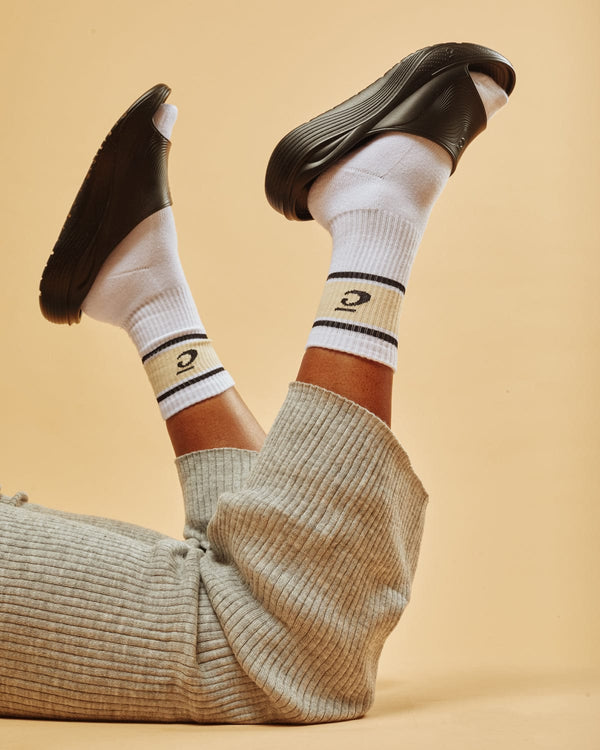 Crew Sokken - White / Sand Retro Stripe